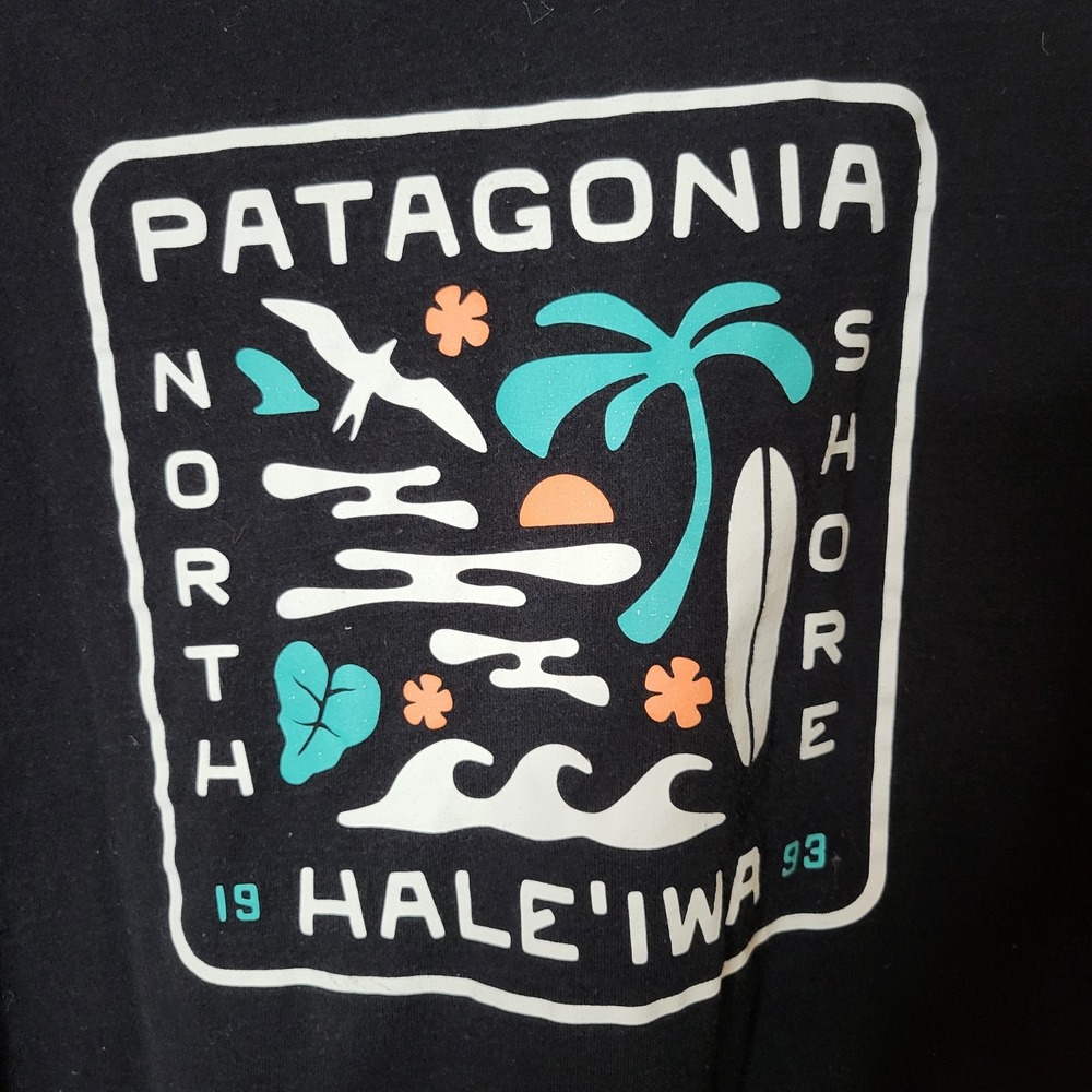 Patagonia Hale'iwa North Shore Hawaii Responsibili-Tee Black Men's Medium Surf